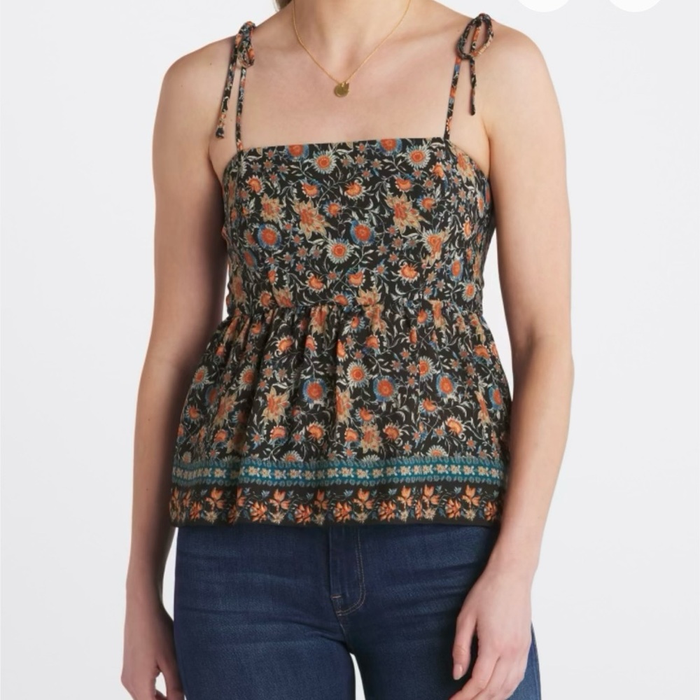 Nine Britton Orange and Brown Smocked Tank Top